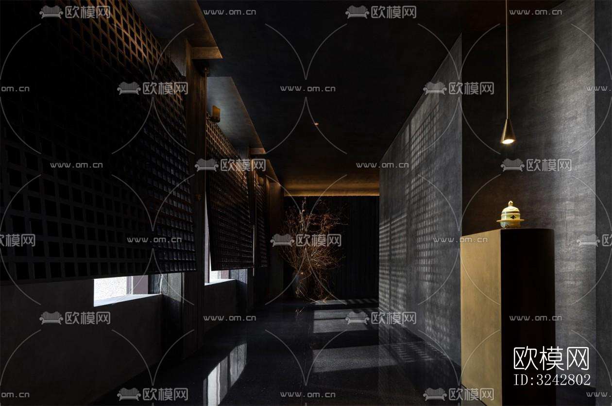 新中式中餐厅效果图下载（渲染图7）