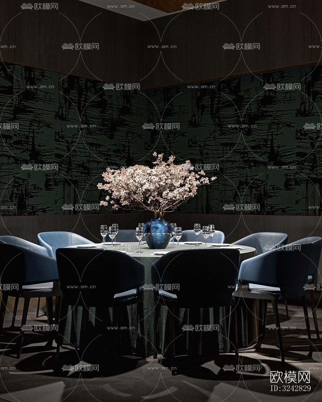 新中式中餐厅效果图下载（渲染图9）