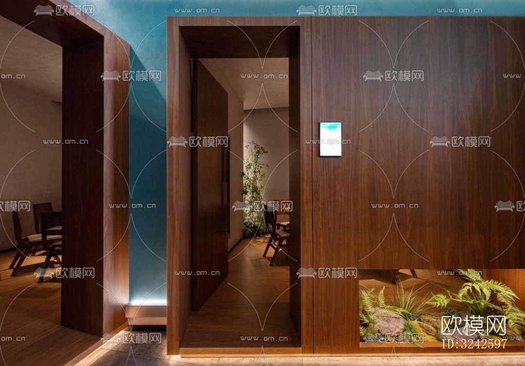 新中式中餐厅效果图下载（渲染图6）