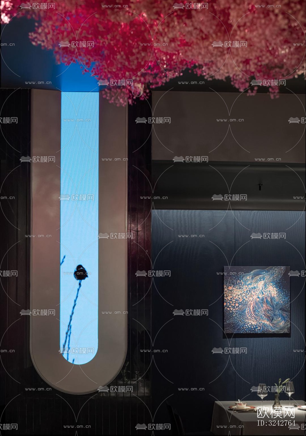 新中式中餐厅效果图下载（渲染图2）