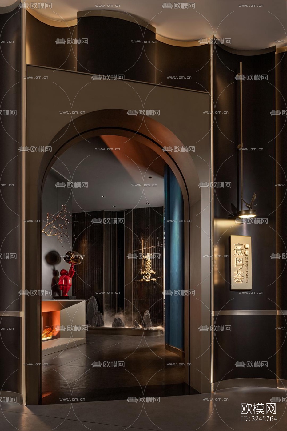 新中式中餐厅效果图下载（渲染图8）