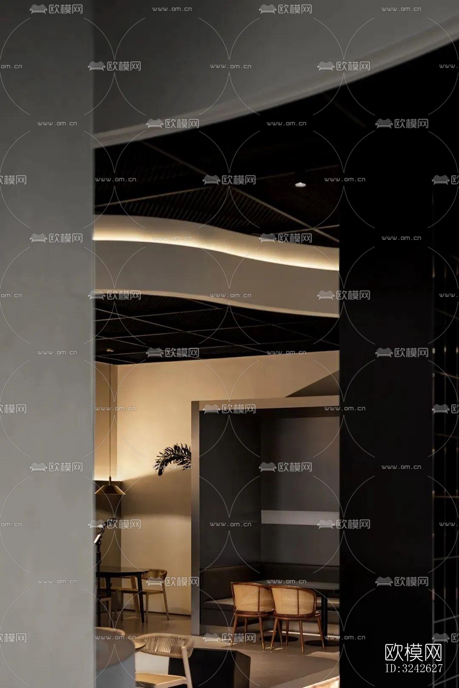 新中式中餐厅效果图下载（渲染图6）