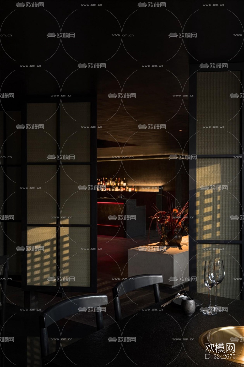 新中式中餐厅效果图下载（渲染图4）