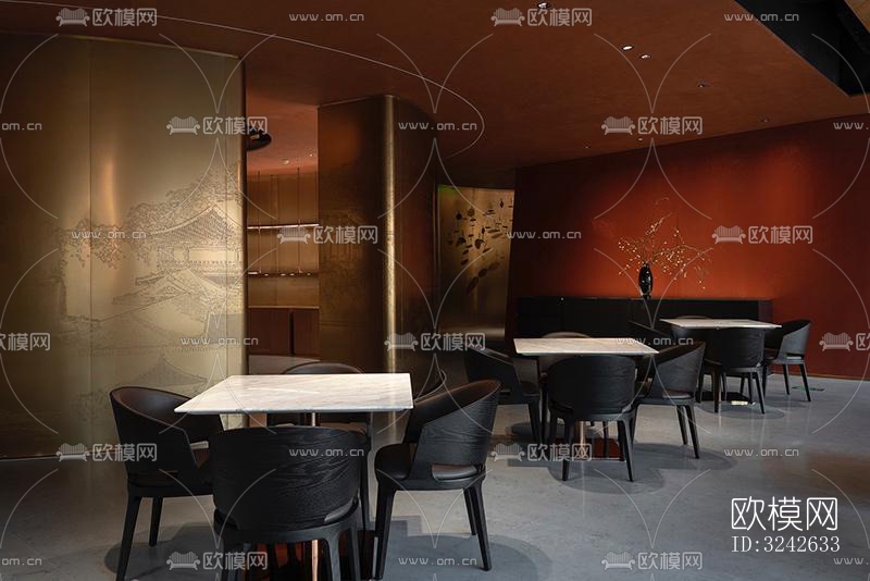 新中式中餐厅效果图下载（渲染图1）