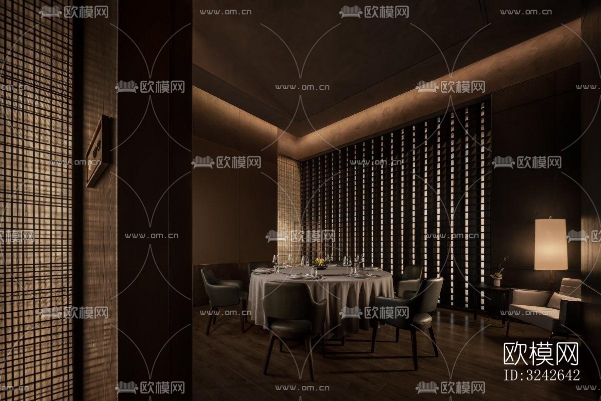 新中式中餐厅效果图下载（渲染图9）