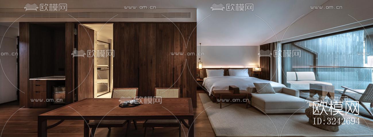 新中式中餐厅效果图下载（渲染图14）