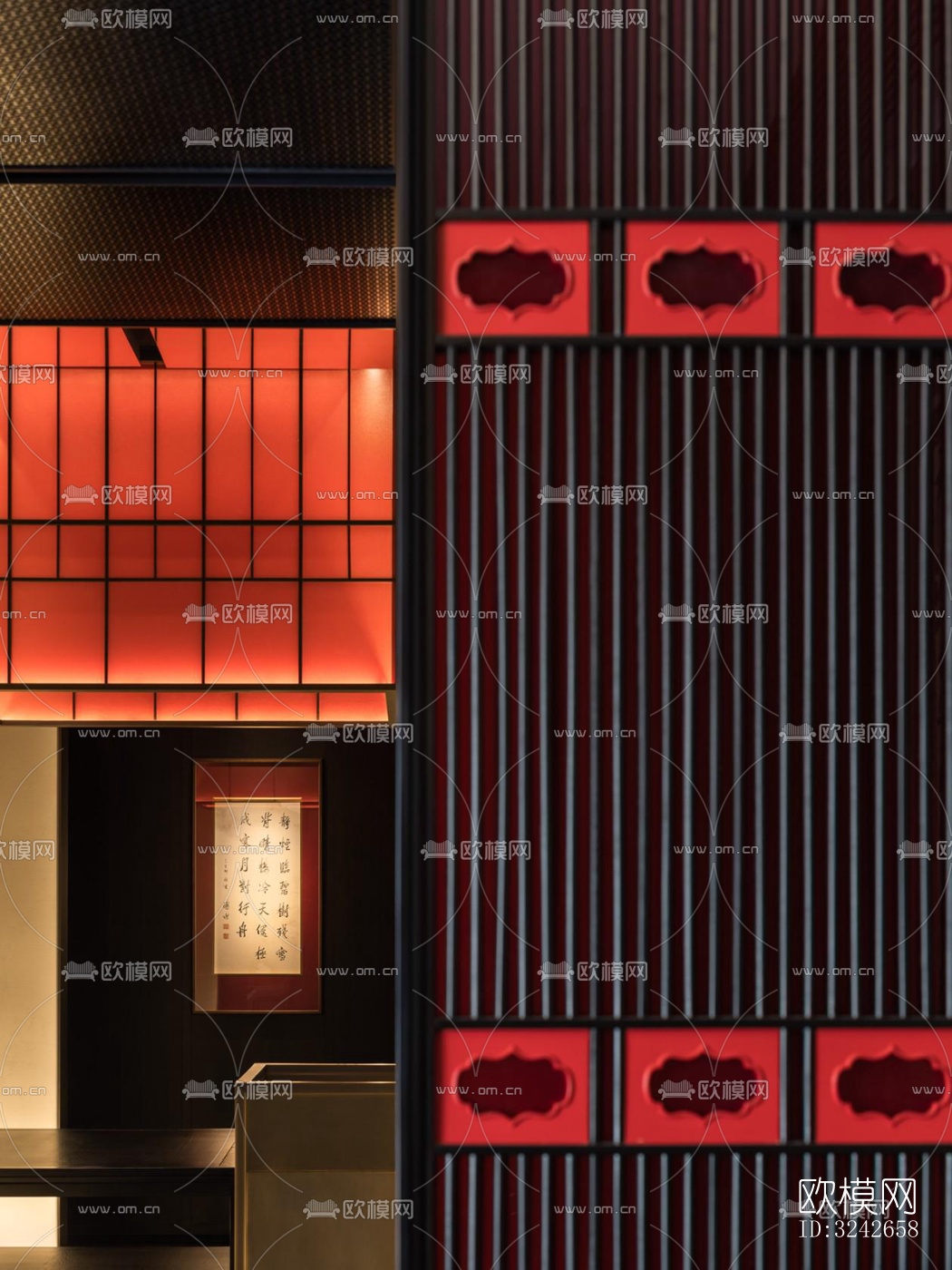 新中式中餐厅效果图下载（渲染图15）