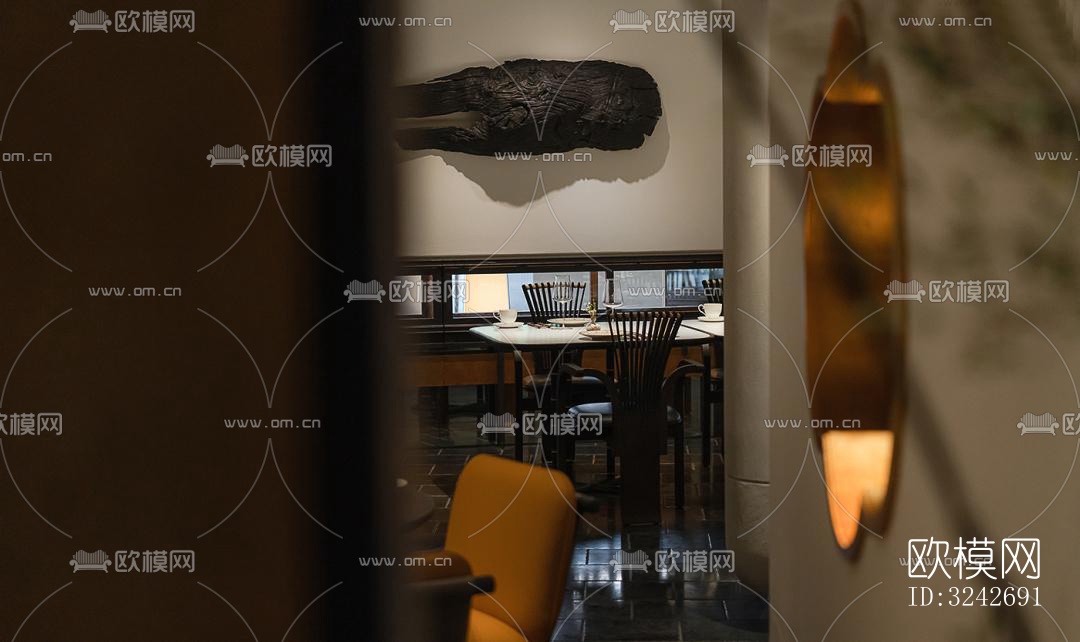 新中式中餐厅效果图下载（渲染图7）