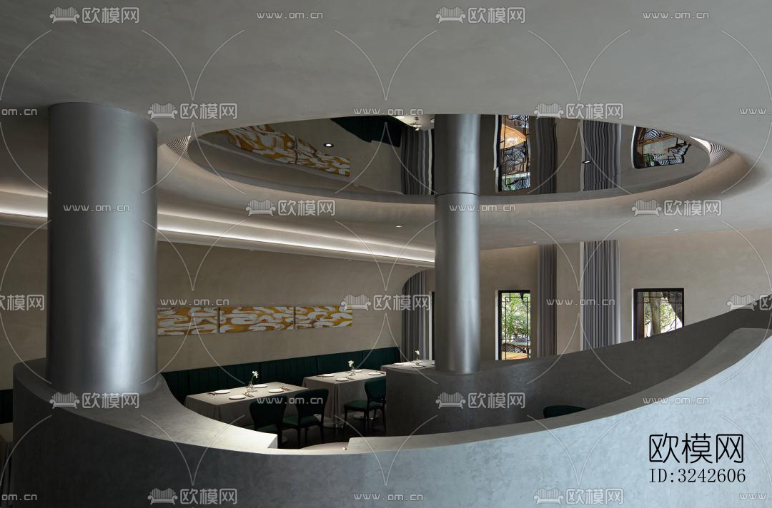 新中式中餐厅效果图下载（渲染图2）