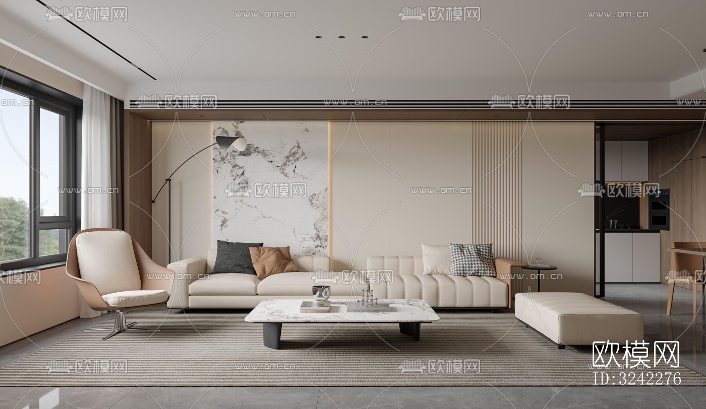 现代客餐厅效果图下载（渲染图9）