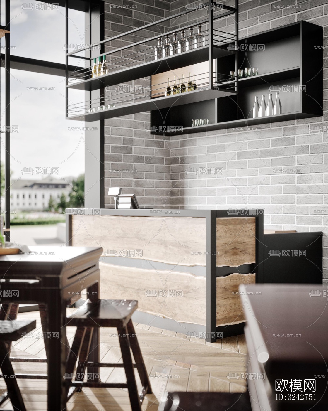 新中式中餐厅效果图下载（渲染图7）