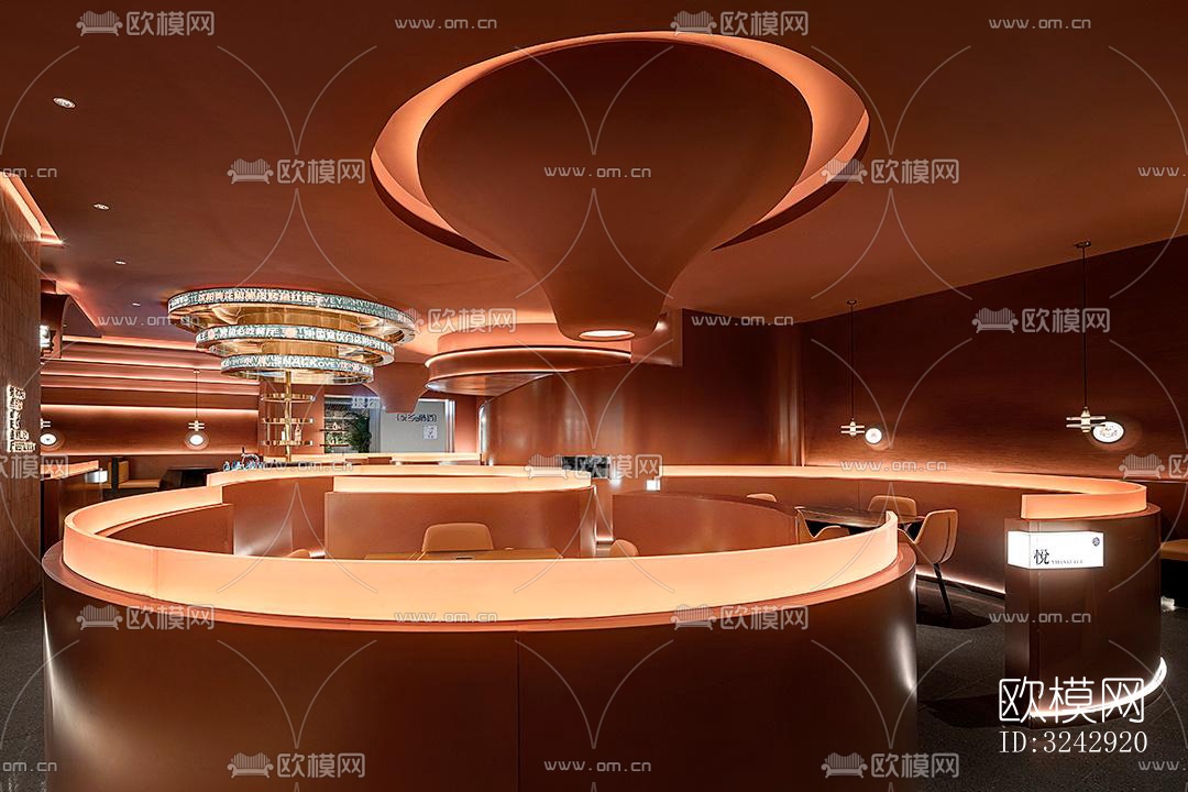 现代中餐厅效果图下载（渲染图2）