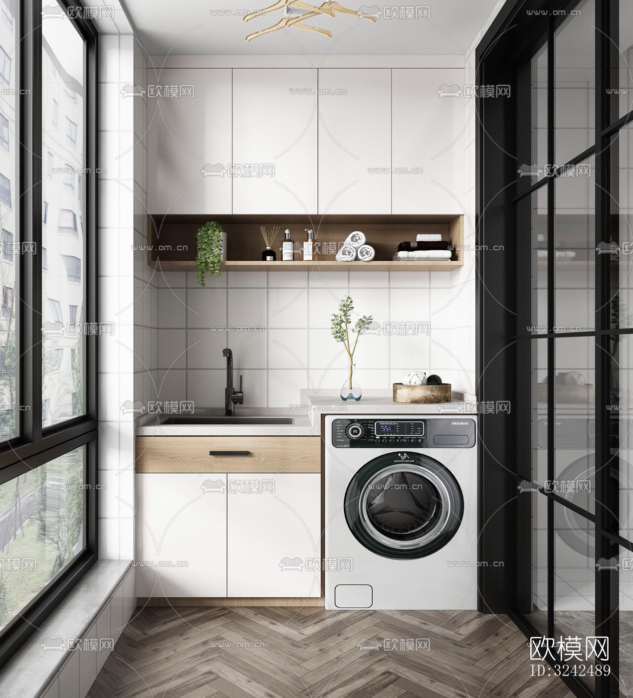 现代阳台花园效果图下载（渲染图2）