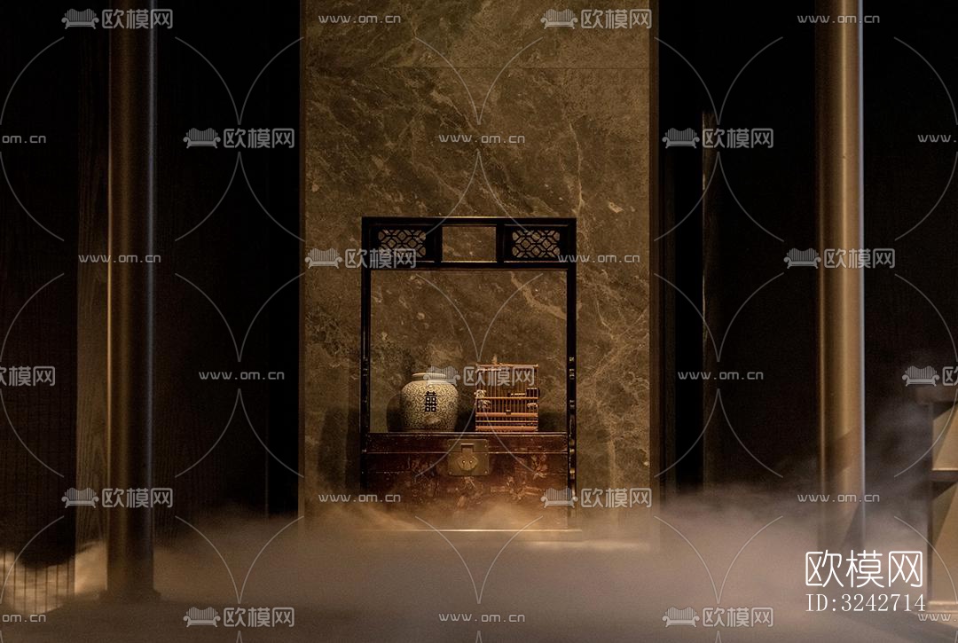 新中式中餐厅效果图下载（渲染图16）