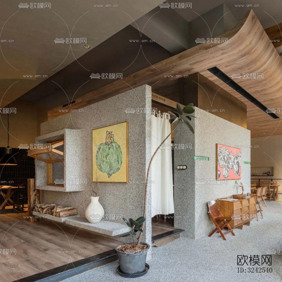 侘寂中餐厅效果图下载（渲染图4）