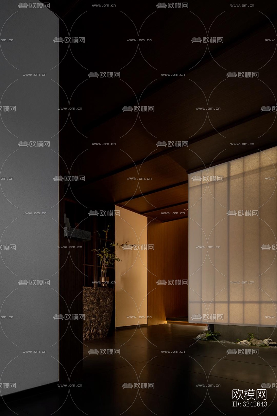 新中式中餐厅效果图下载（渲染图20）