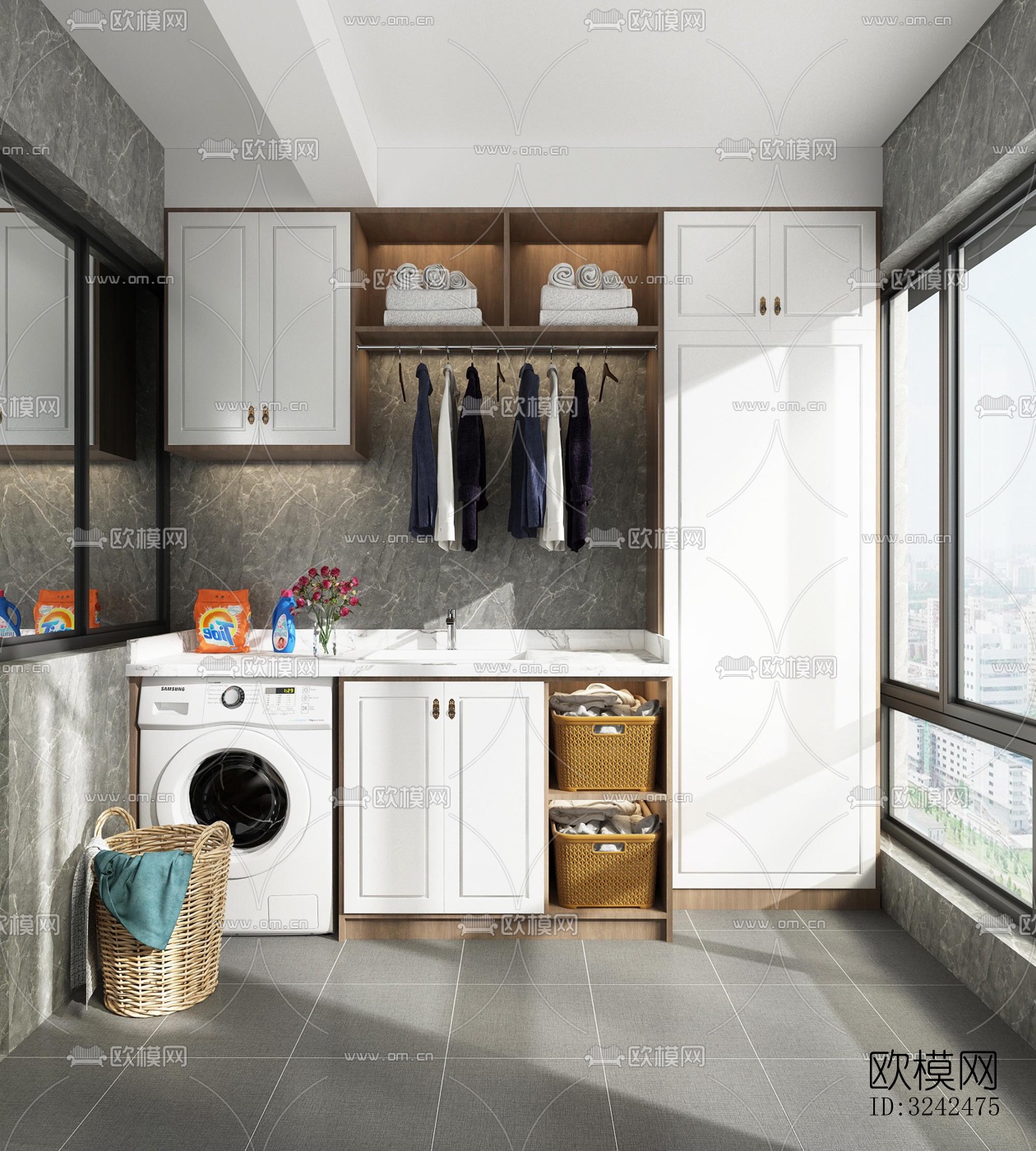 现代阳台花园效果图下载（渲染图3）