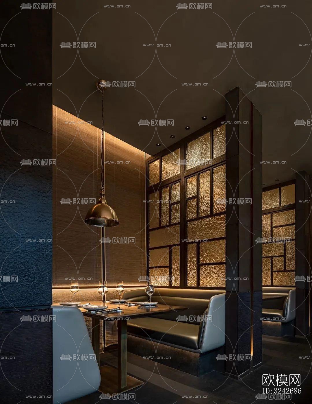 新中式中餐厅效果图下载（渲染图10）