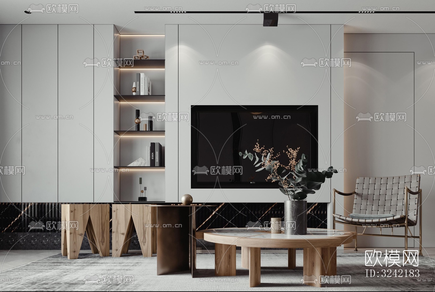 现代客餐厅效果图下载（渲染图5）