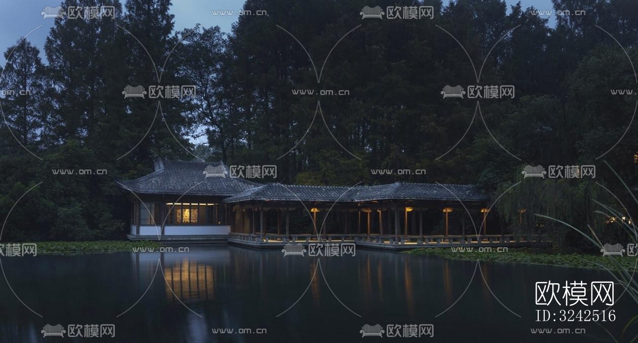 中式中餐厅效果图下载（渲染图12）