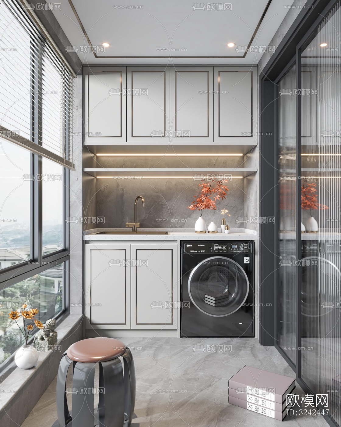 现代阳台花园效果图下载（渲染图2）