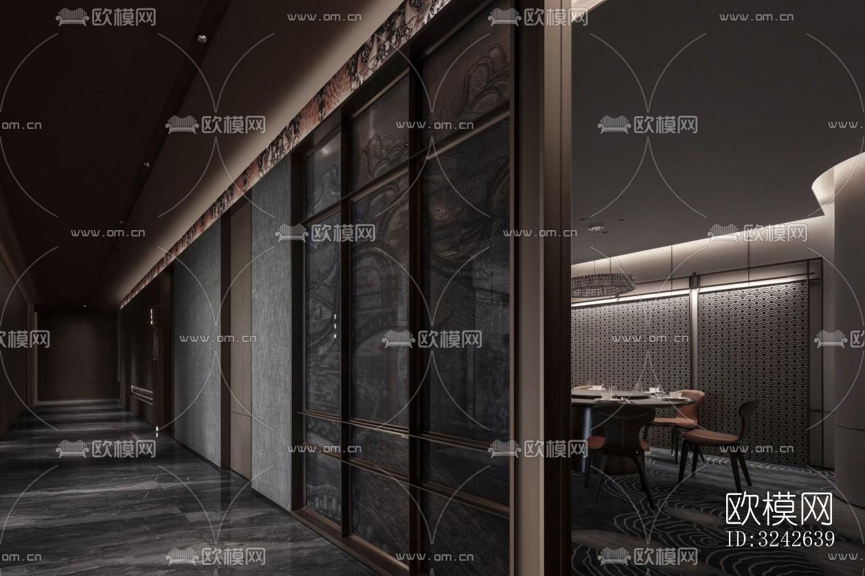 新中式中餐厅效果图下载（渲染图15）