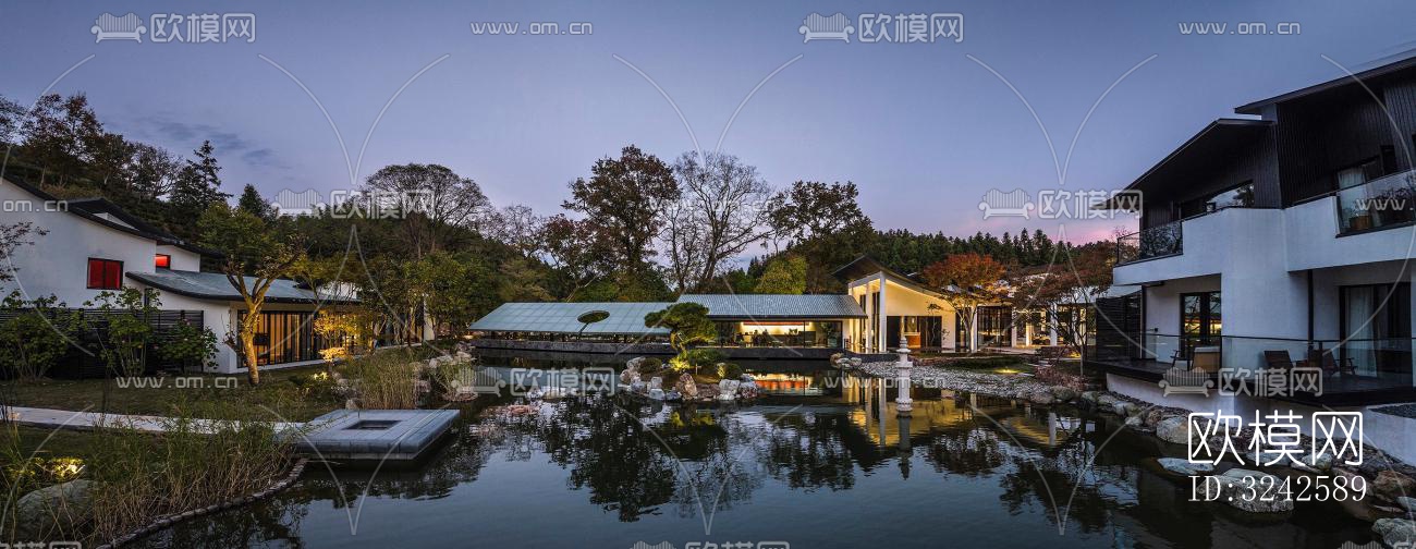 新中式中餐厅效果图下载（渲染图1）