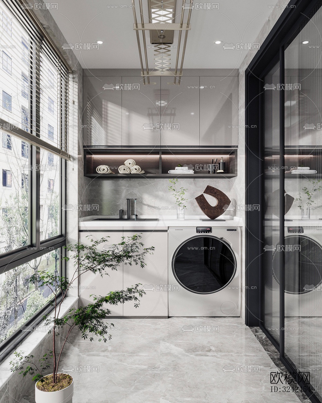 现代阳台花园效果图下载（渲染图3）