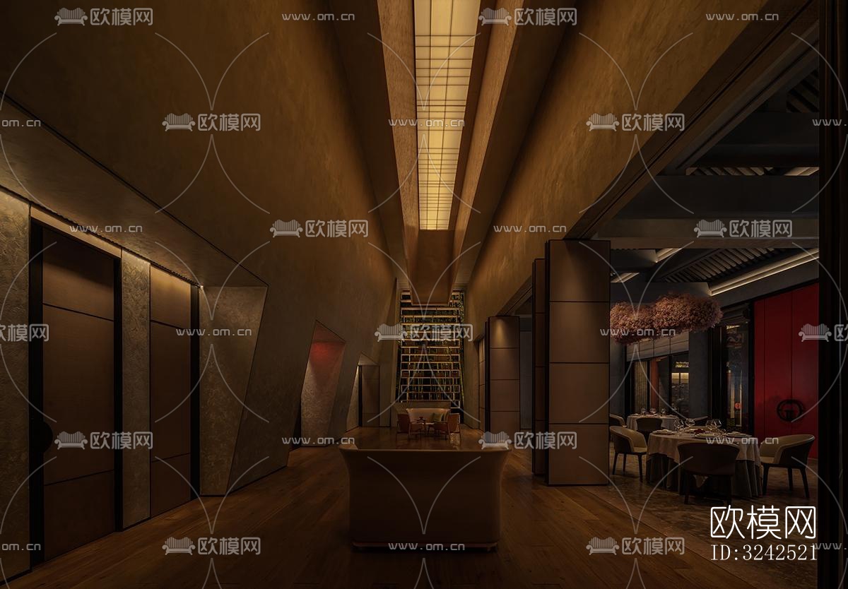 中式中餐厅效果图下载（渲染图5）