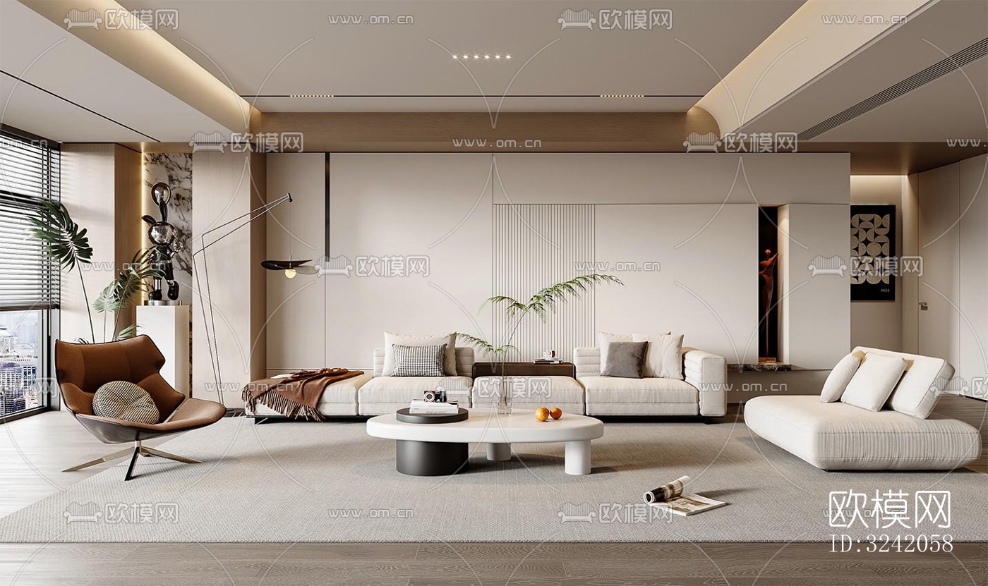 现代客厅效果图下载（渲染图3）