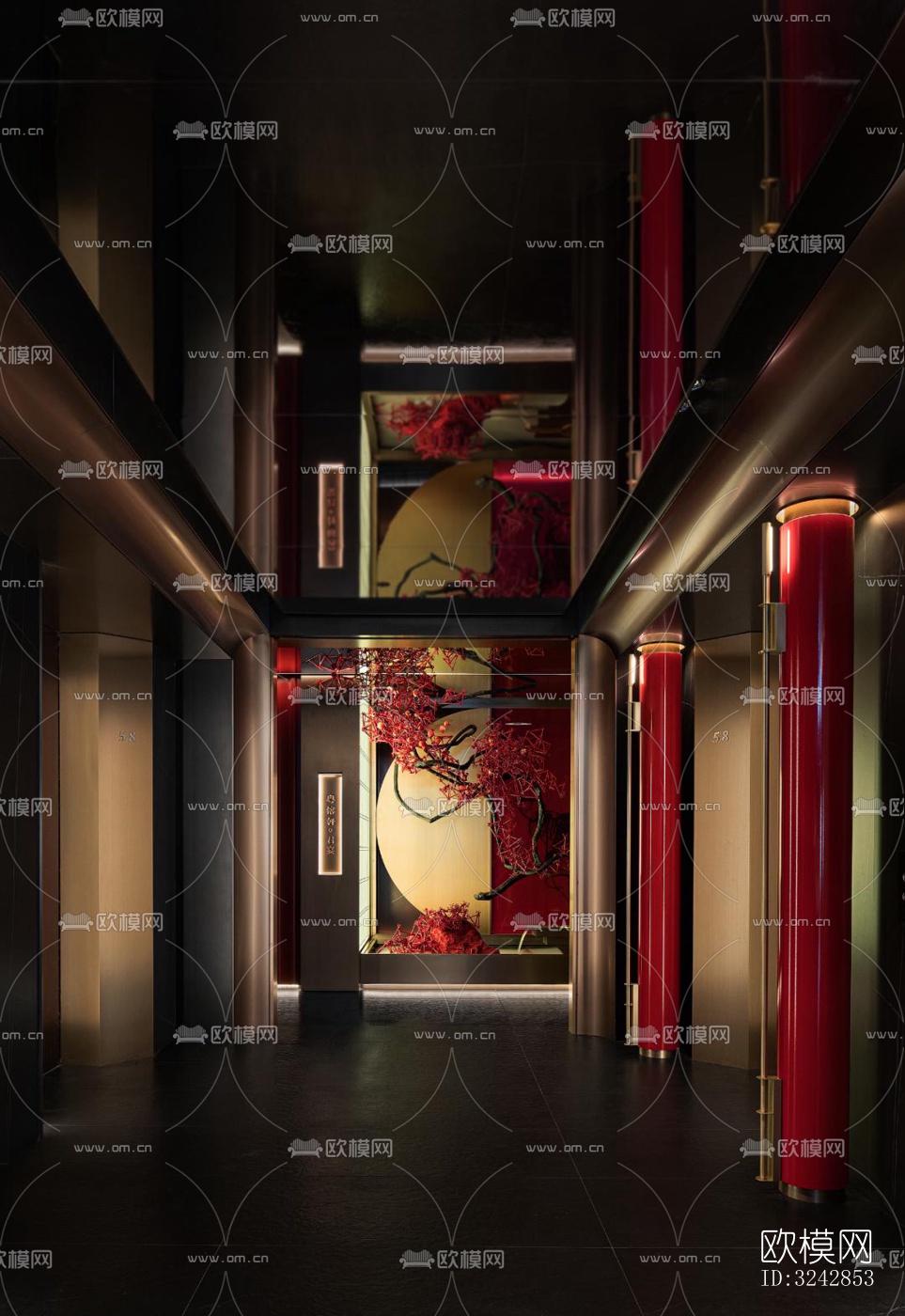 新中式中餐厅效果图下载（渲染图9）