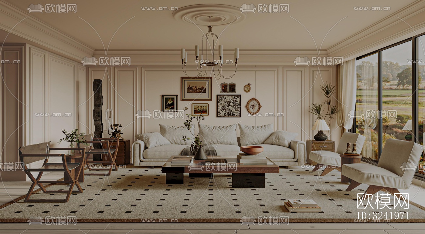 侘寂客厅效果图下载（渲染图2）