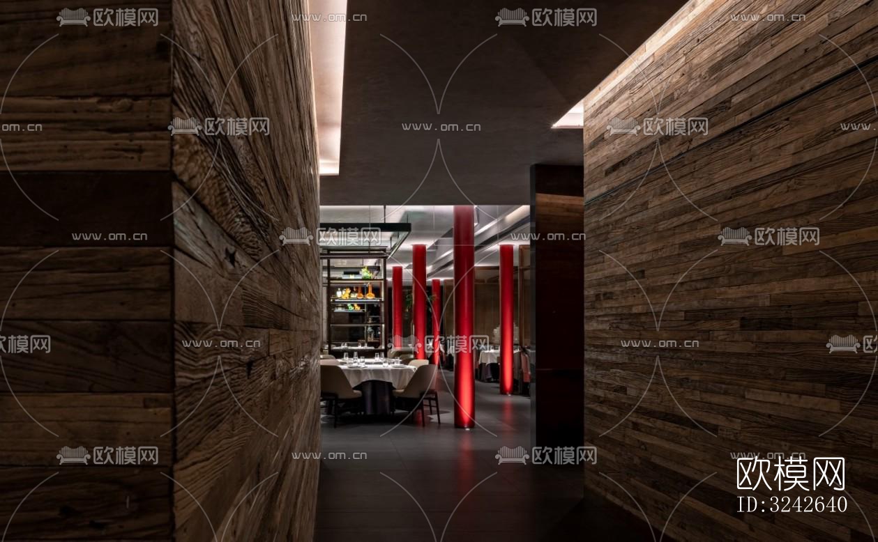 新中式中餐厅效果图下载（渲染图6）