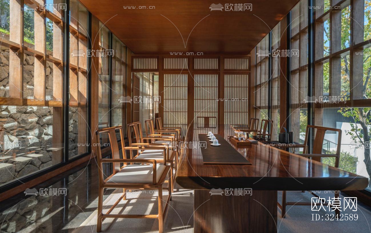 新中式中餐厅效果图下载（渲染图9）