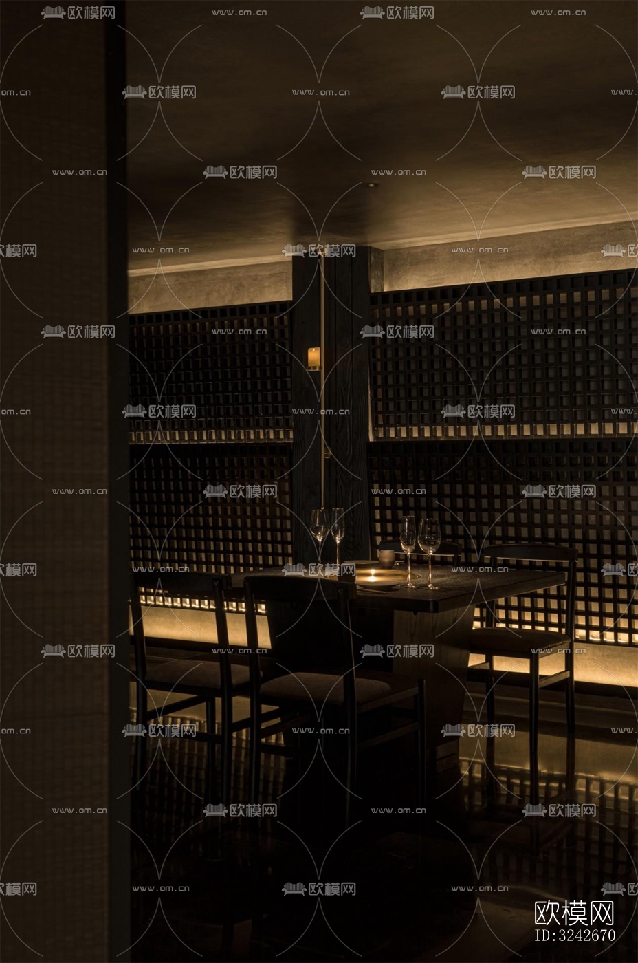 新中式中餐厅效果图下载（渲染图5）