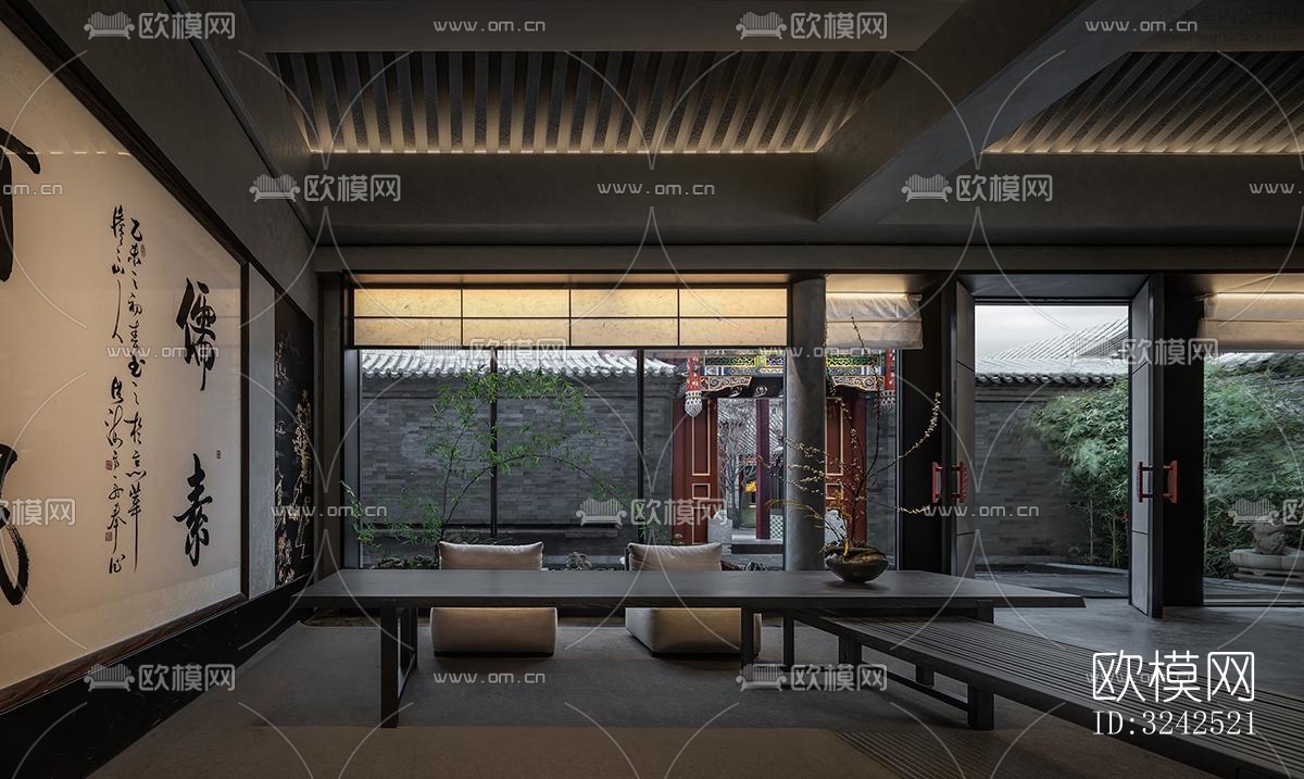 中式中餐厅效果图下载（渲染图12）