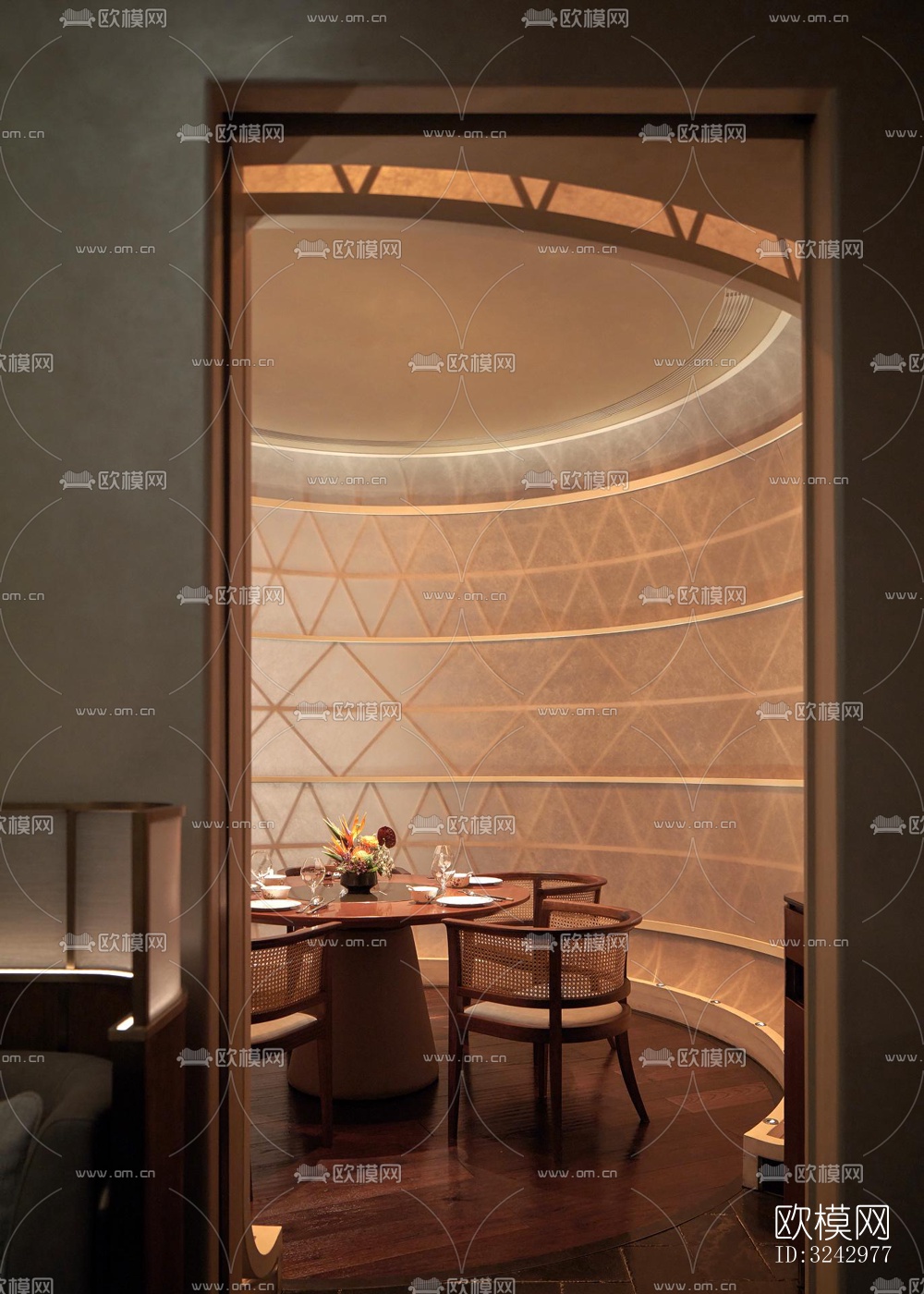 现代中餐厅效果图下载（渲染图2）