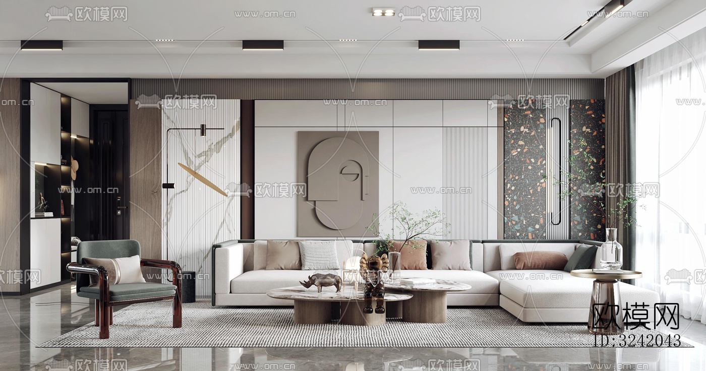 现代客厅效果图下载（渲染图1）