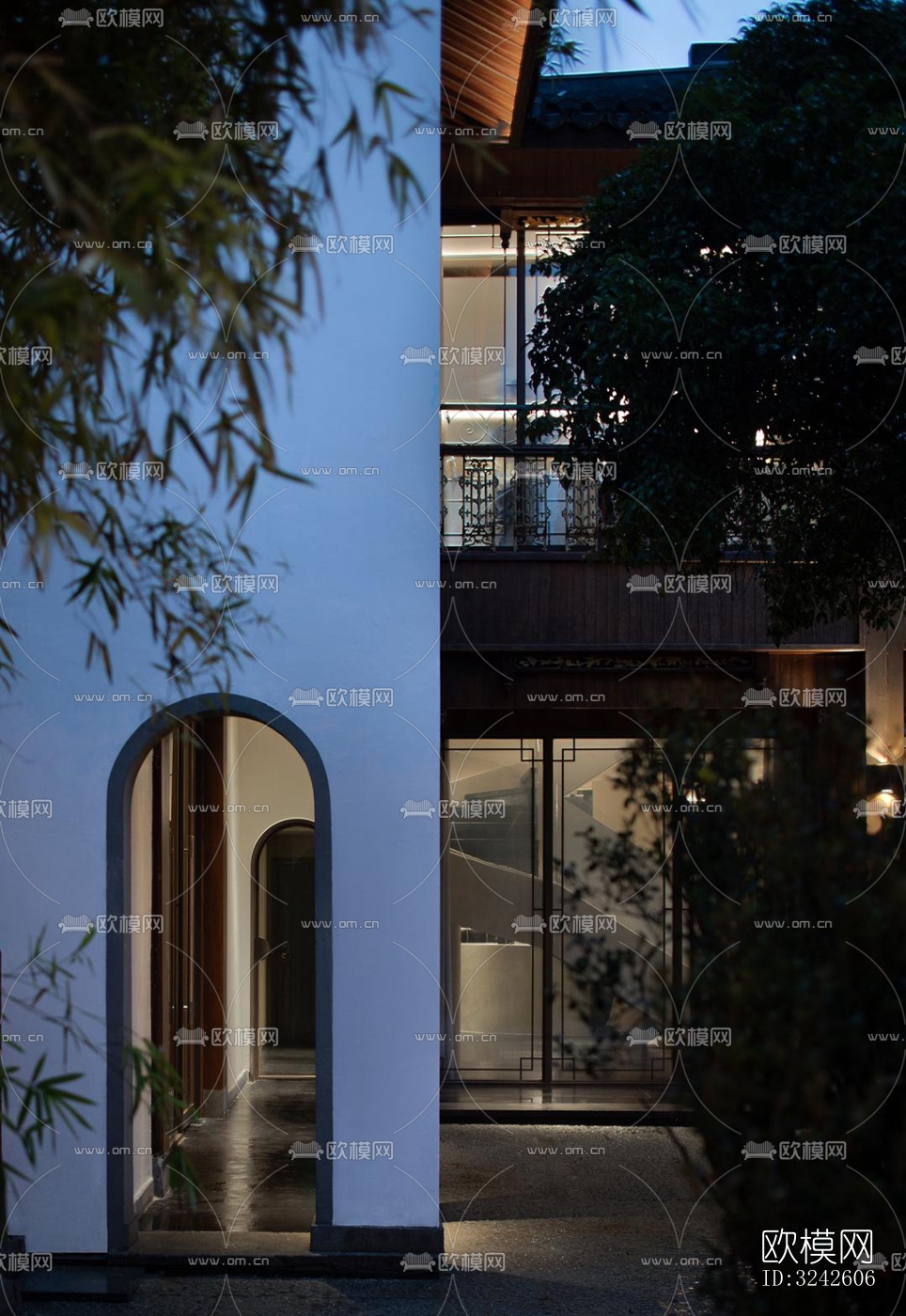 新中式中餐厅效果图下载（渲染图1）