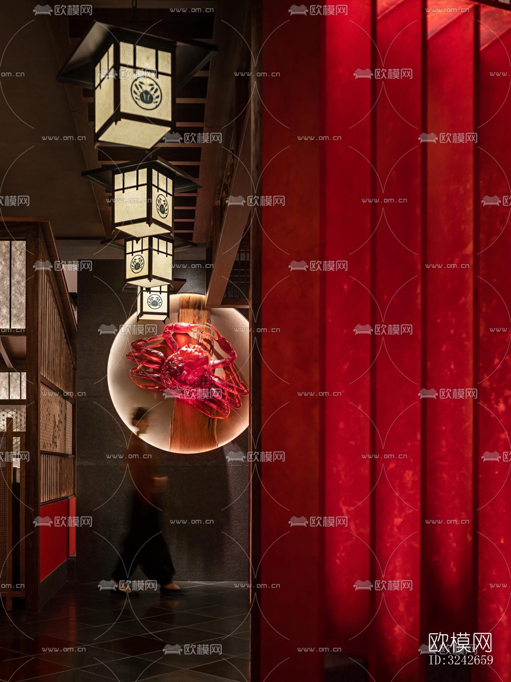 新中式中餐厅效果图下载（渲染图2）