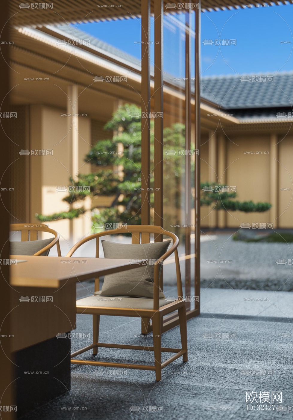 新中式中餐厅效果图下载（渲染图10）