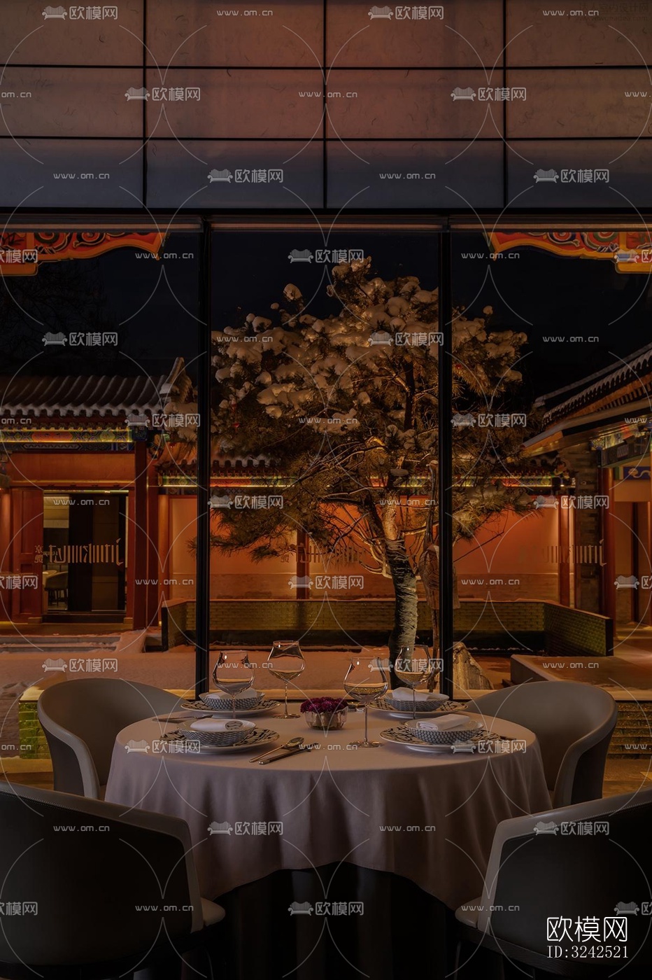 中式中餐厅效果图下载（渲染图4）