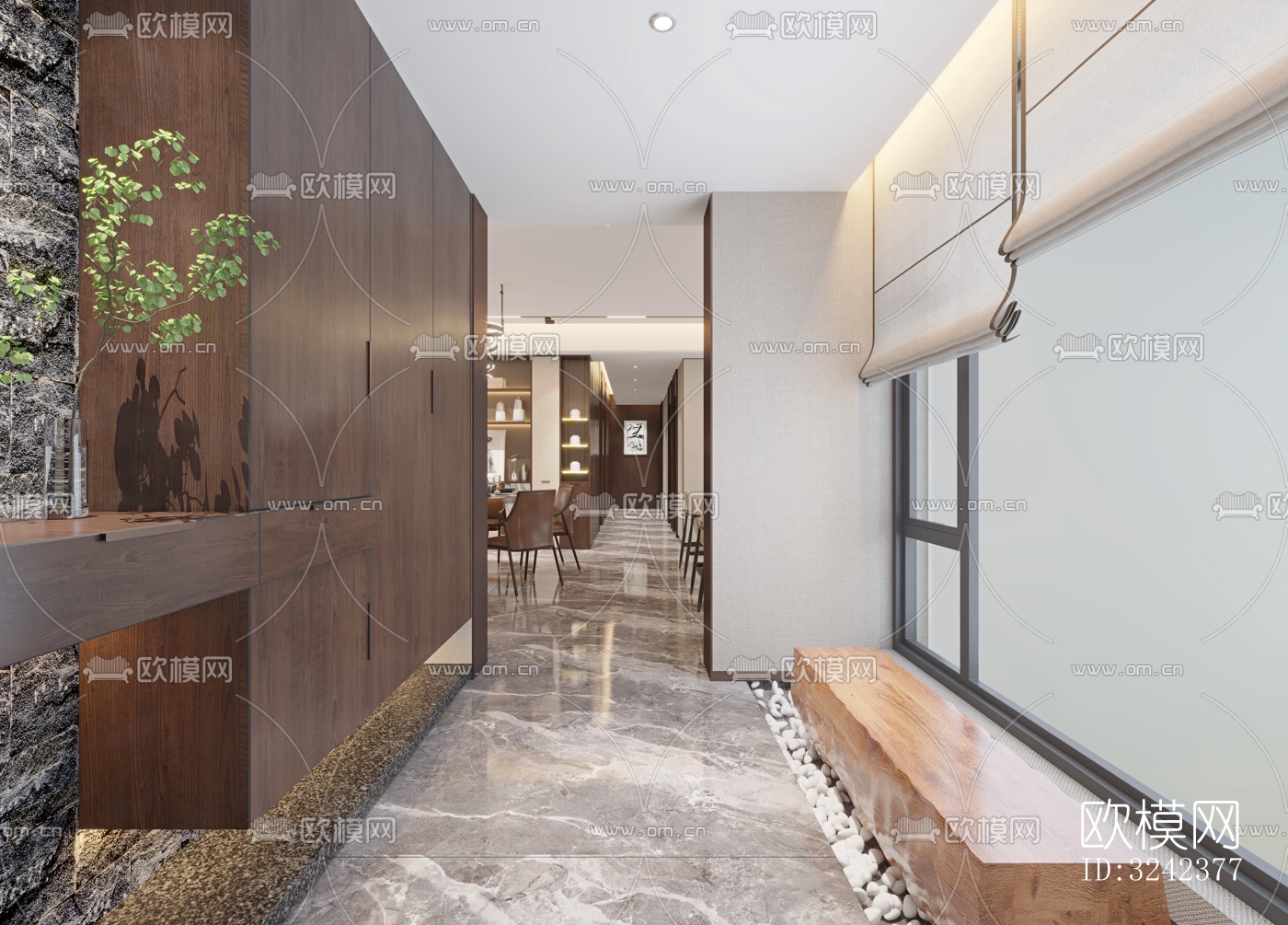 侘寂玄关过道效果图下载（渲染图3）