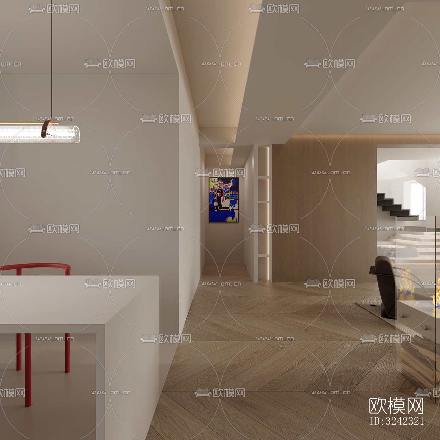 现代客餐厅效果图下载（渲染图5）