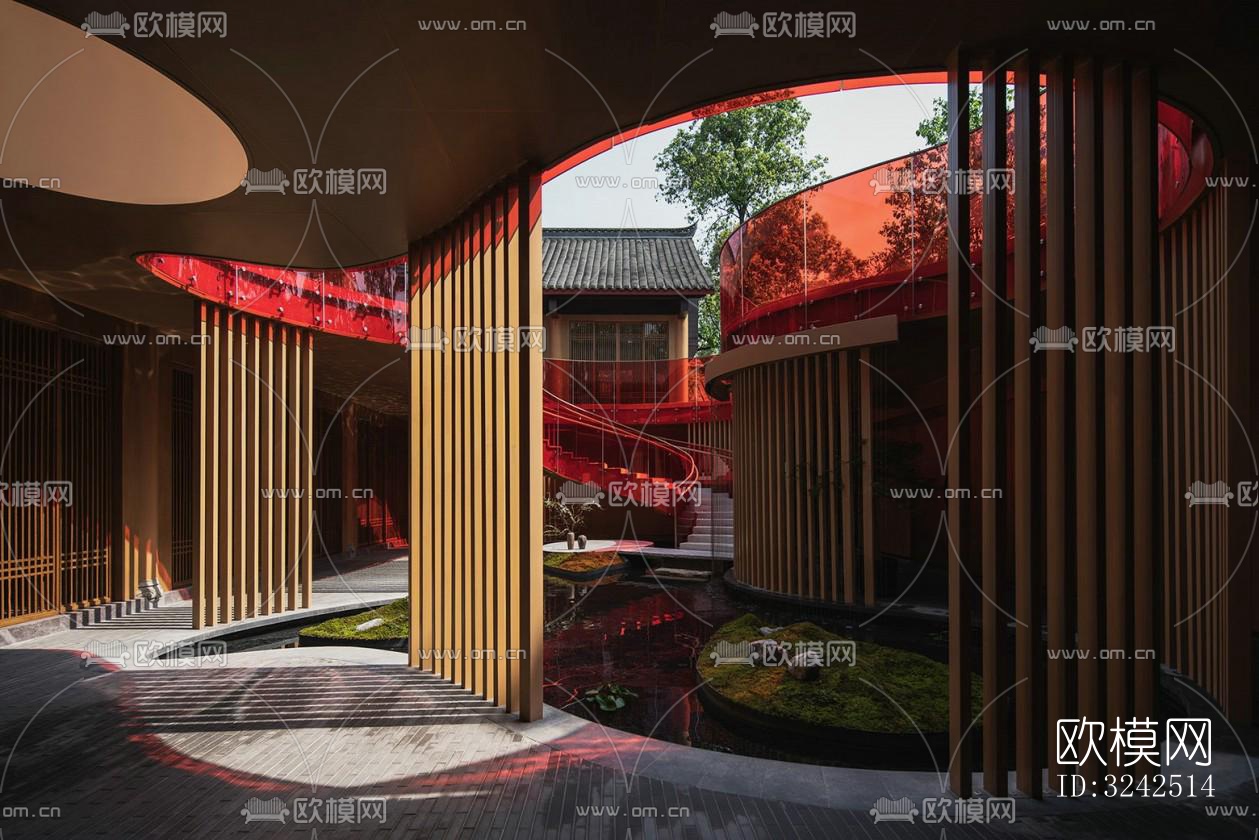 中式中餐厅效果图下载（渲染图4）