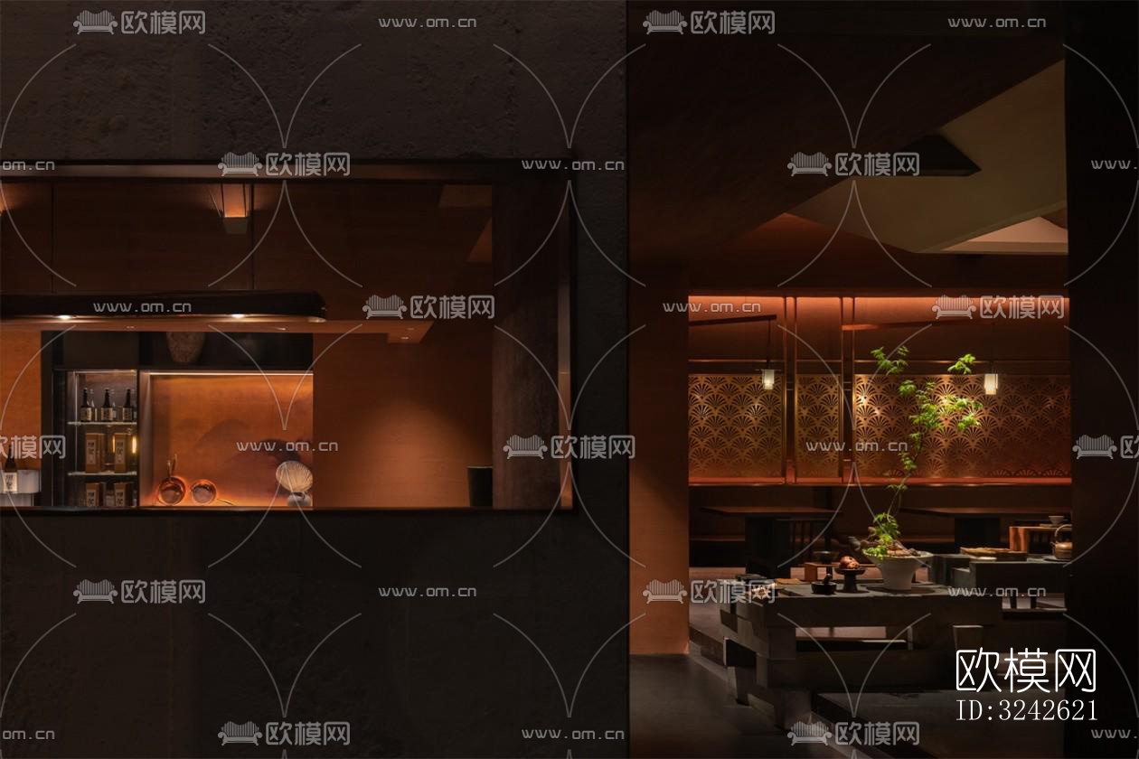 新中式中餐厅效果图下载（渲染图4）