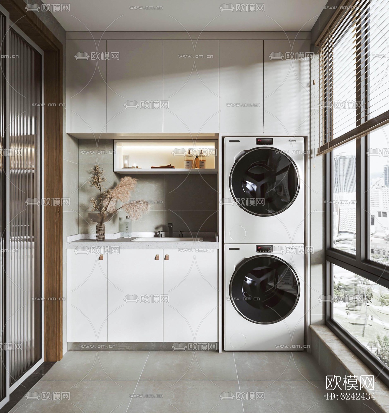 现代阳台花园效果图下载（渲染图1）