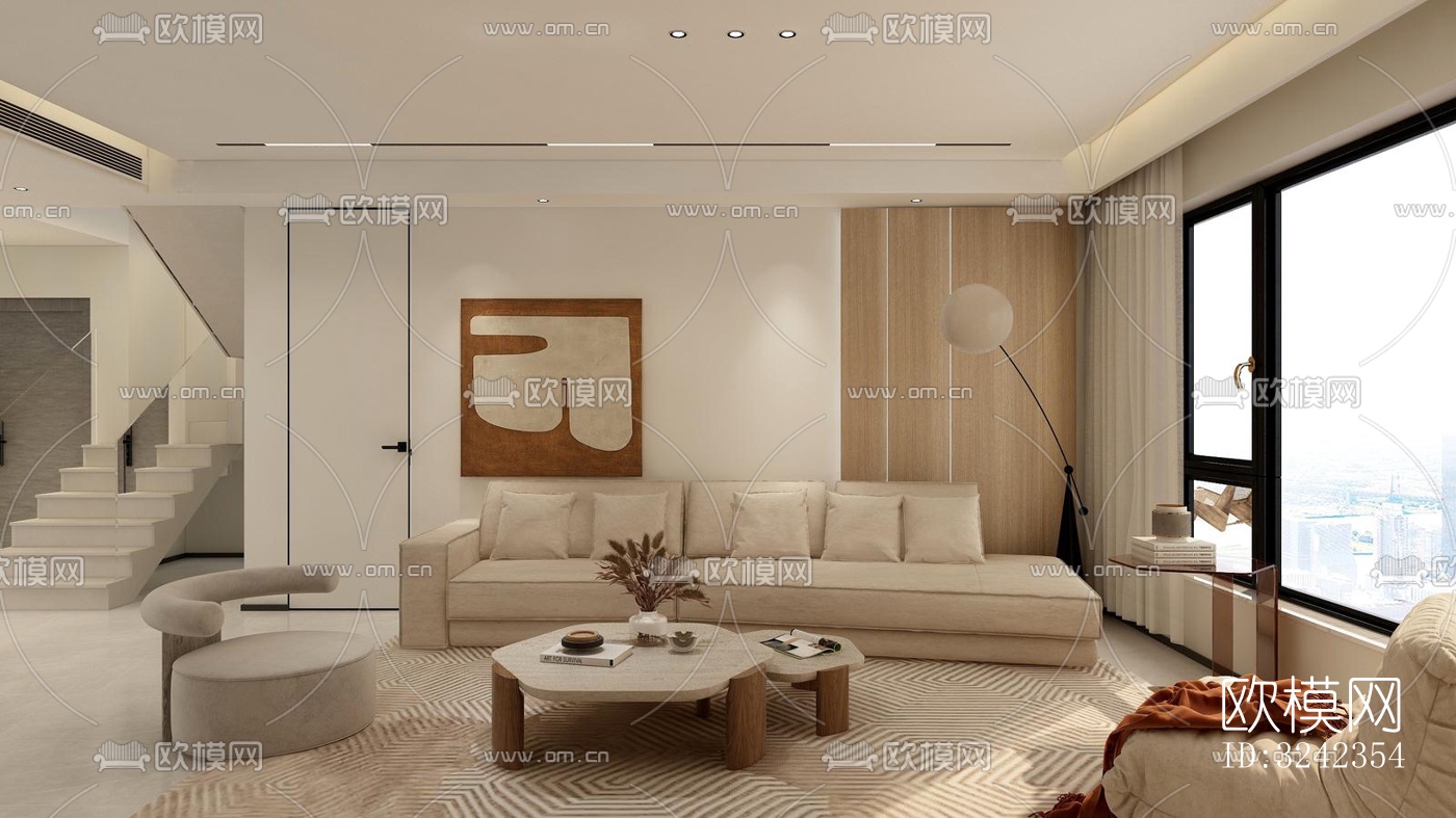 现代客餐厅效果图下载（渲染图8）