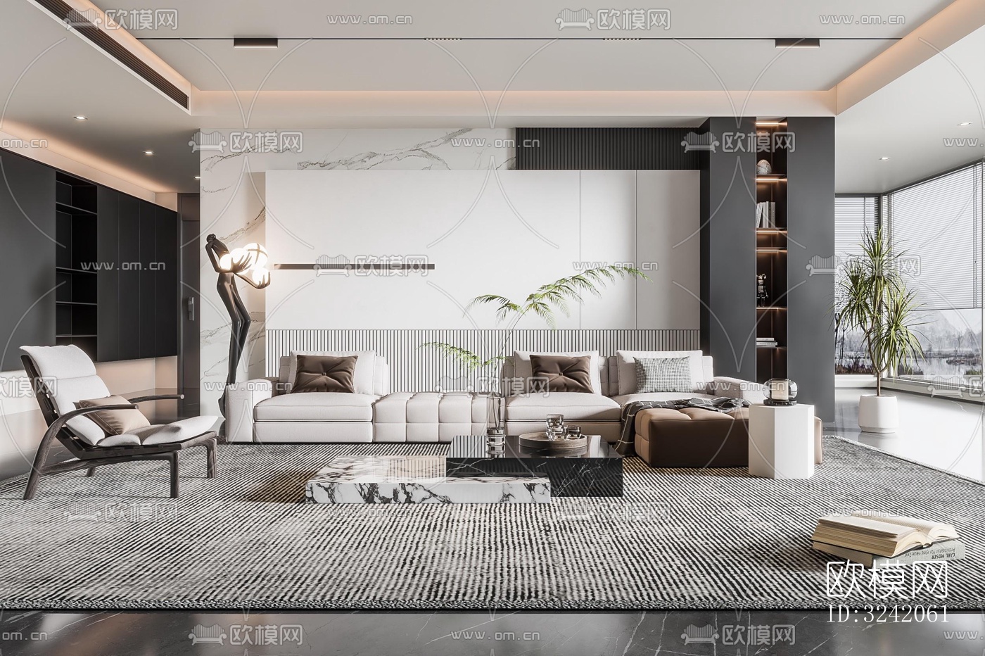 现代客厅效果图下载（渲染图3）