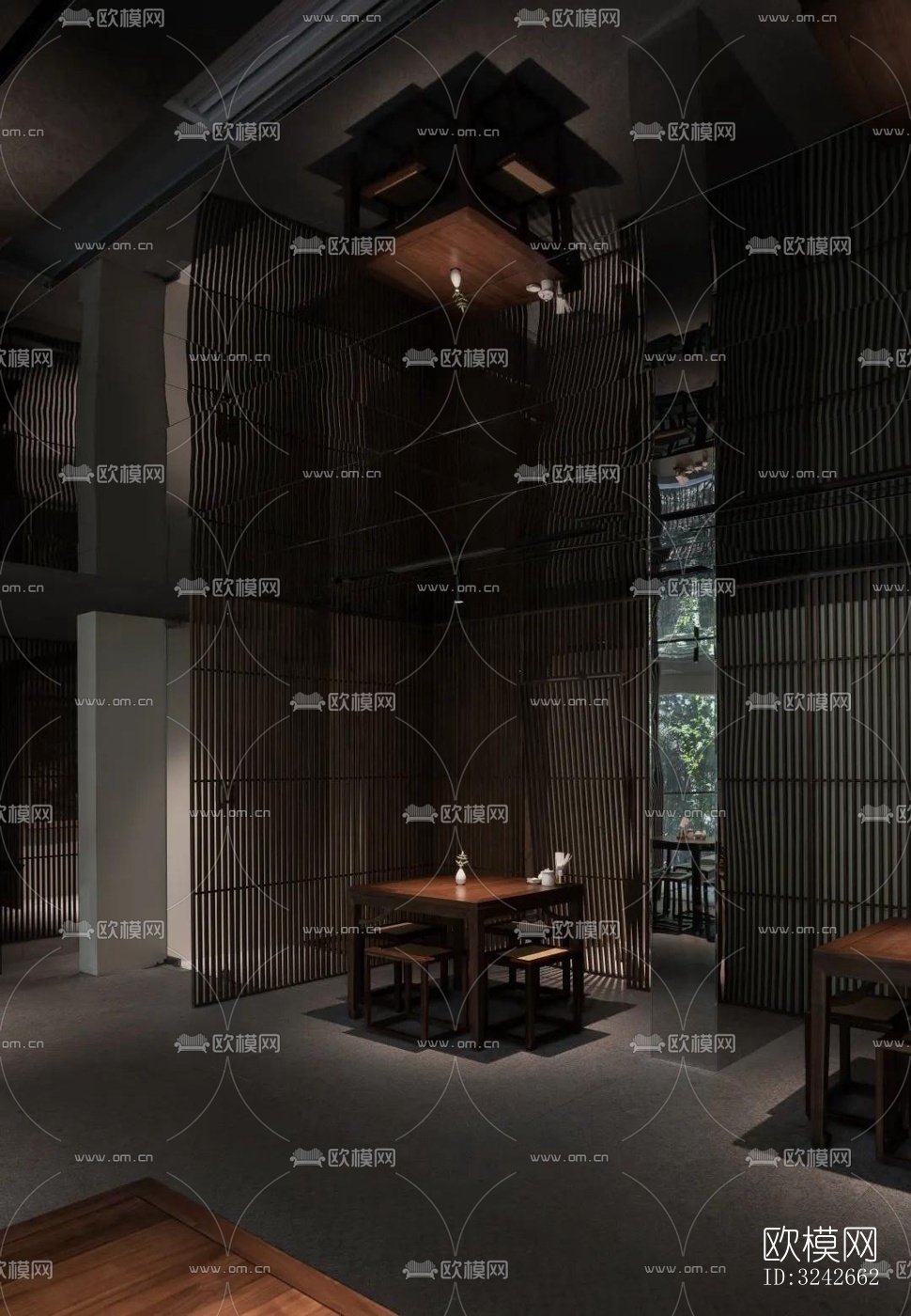 新中式中餐厅效果图下载（渲染图10）